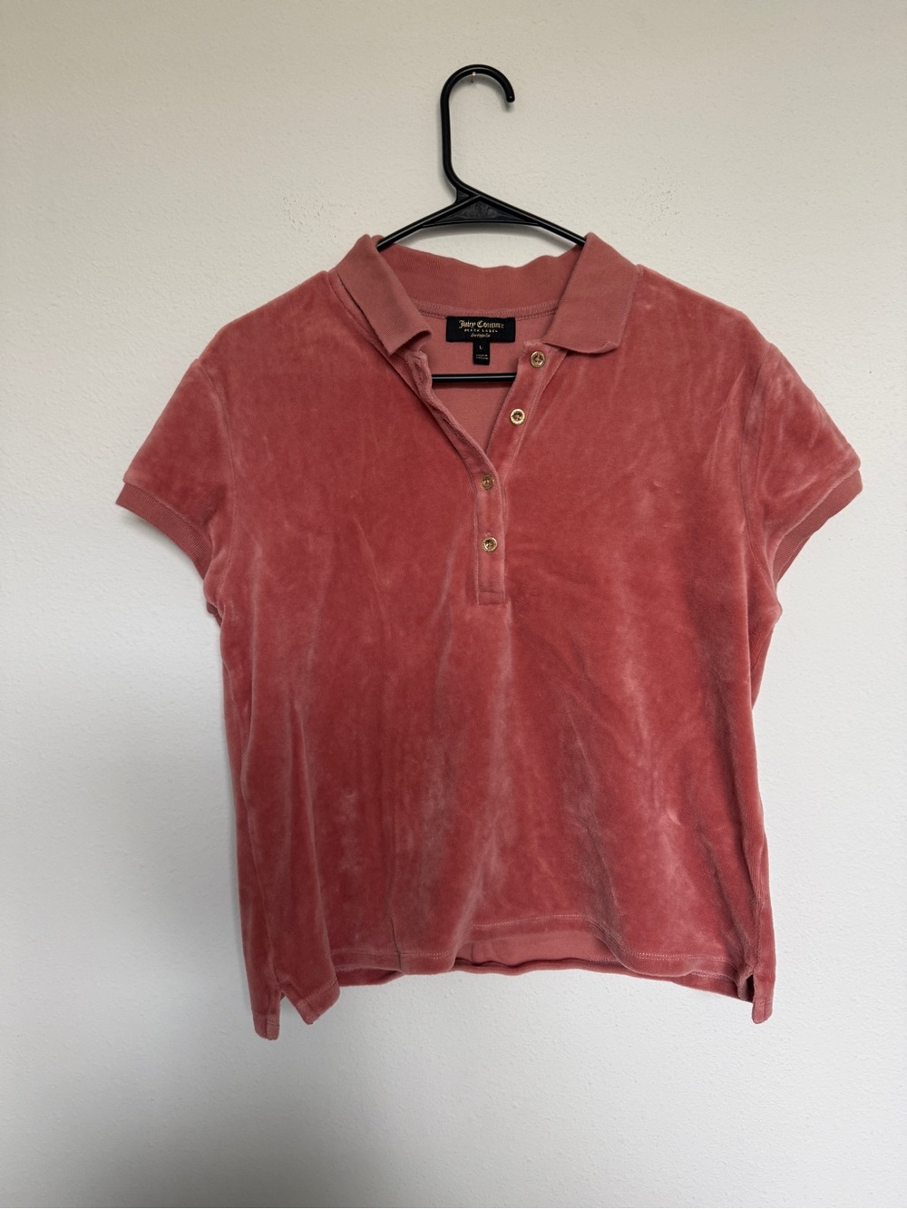 Juicy Couture Coral Velvet Button-Down Polo